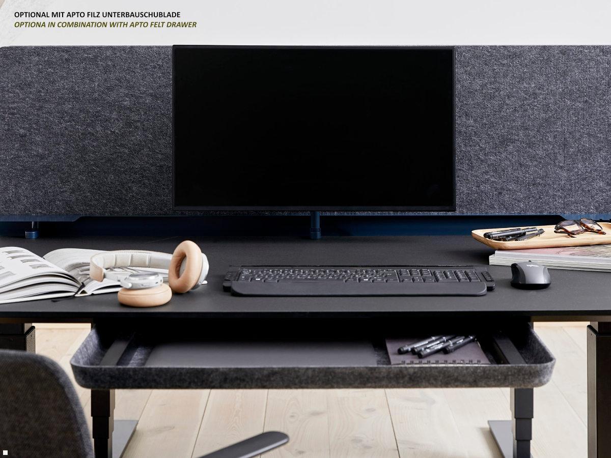 APTO Filz Schreibtisch Trennwand 110x60x1cm mit Tischklemmen, mattschwarz Homeoffice APTO Filz Schreibtisch Trennwand 110x60x1cm mit Tischklemmen, mattschwarz Homeoffice