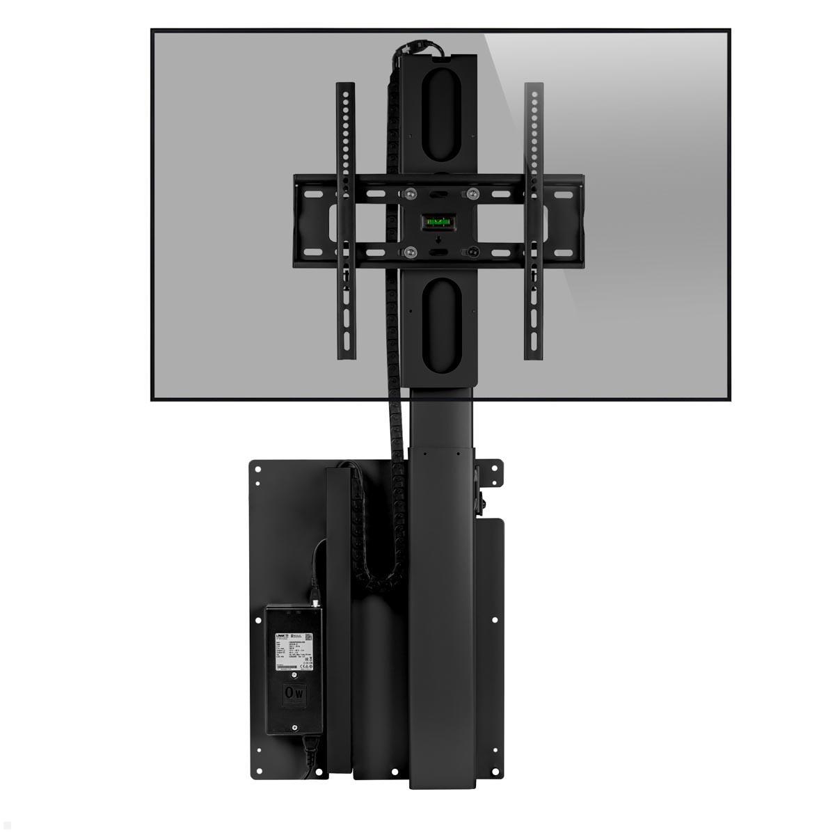 MonLines MLW675B TV Lift Wandhalterung elektrisch, 675mm, schwarz, Ansicht mit Display