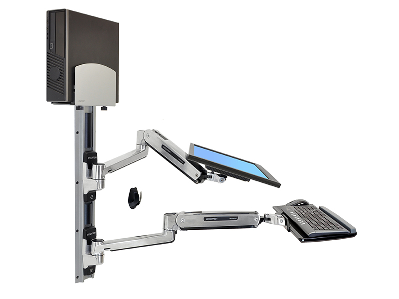 Ergotron LX Steh-Sitz Wandmontagesystem, silber (45-358-026) Ergotron LX Steh-Sitz Wandmontagesystem, silber (45-358-026)