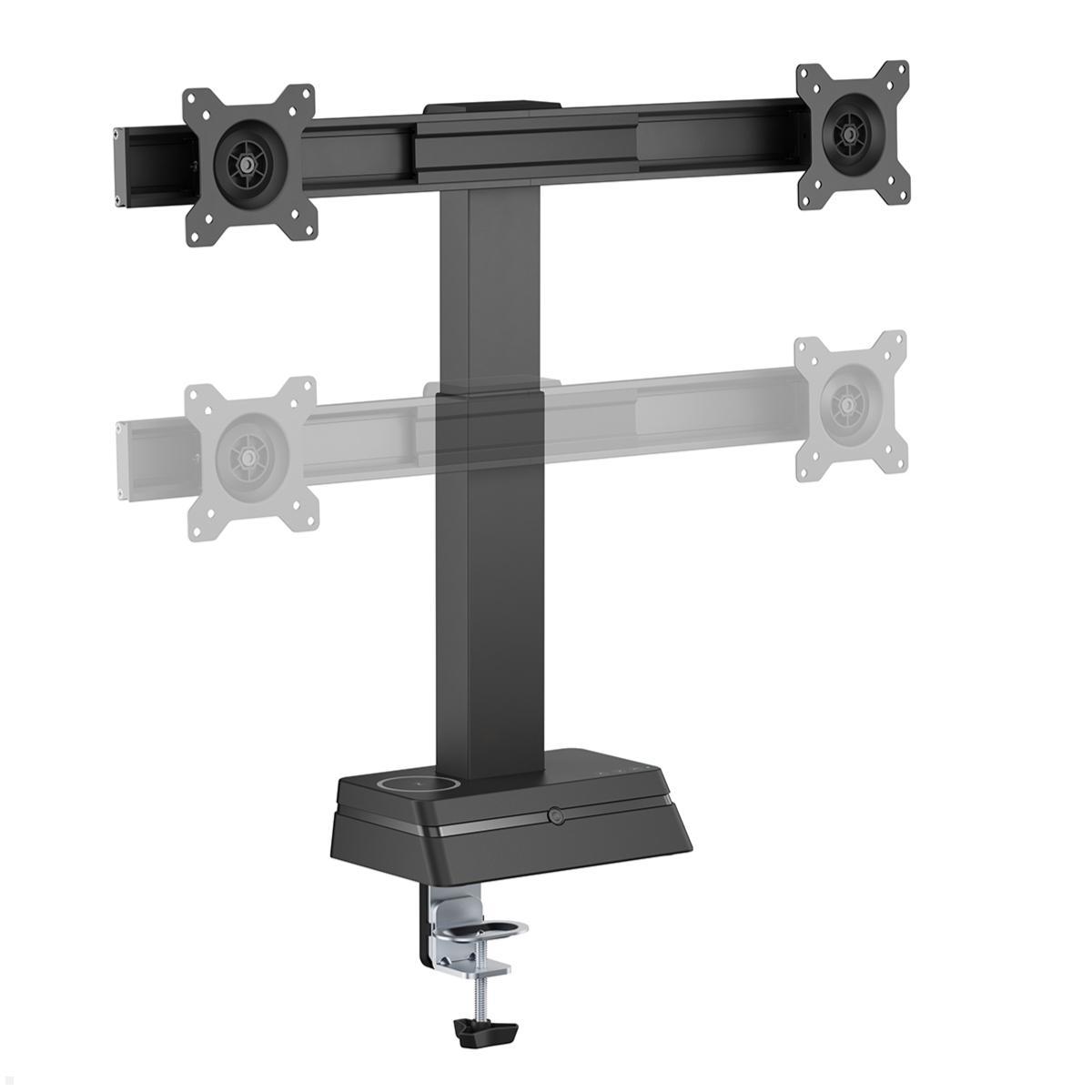 MonLines MTH021B dual Monitor Tischhalterung elektrisch 17 - 27 Zoll, schwarz, höhenverstellbar
