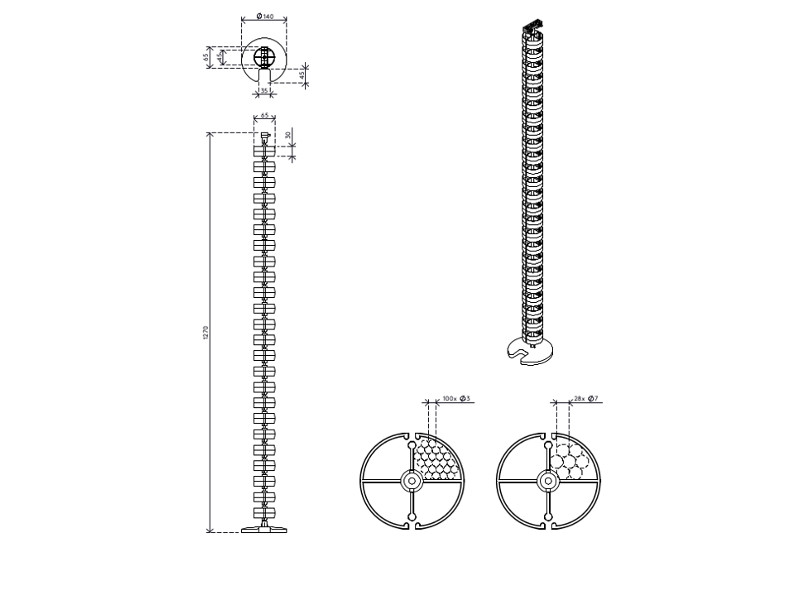 Dataflex Addit 210 Kabelbündler 127 cm Zeichnung Dataflex Addit 210 Kabelbündler 127 cm Zeichnung