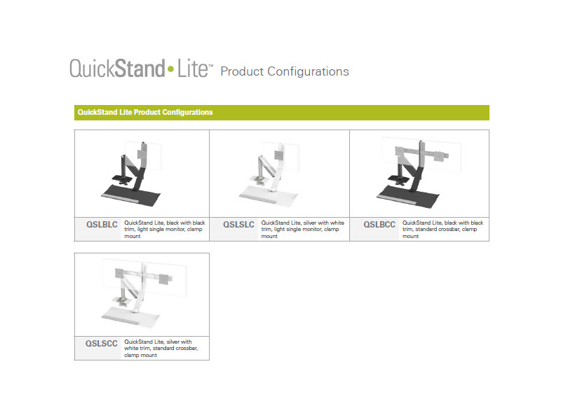 Humanscale QuickStand Lite QSLSCC Sitz-Steh-Halterung Varianten