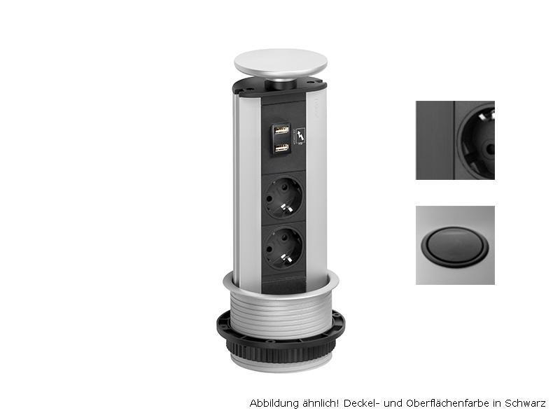 EVOline Port Steckdose 3-fach mit 2x USB Charger, schwarz EVOline Port Steckdose 3-fach mit 2x USB Charger, schwarz