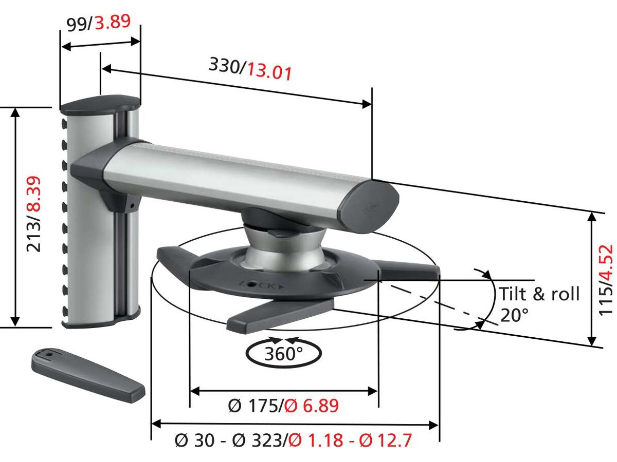 Vogels EPW 6565 Beamer Wandhalterung 10 kg, 360 Grad schwenkbar technische Zeichnung Vogels EPW 6565 Beamer Wandhalterung 10 kg, 360 Grad schwenkbar technische Zeichnung