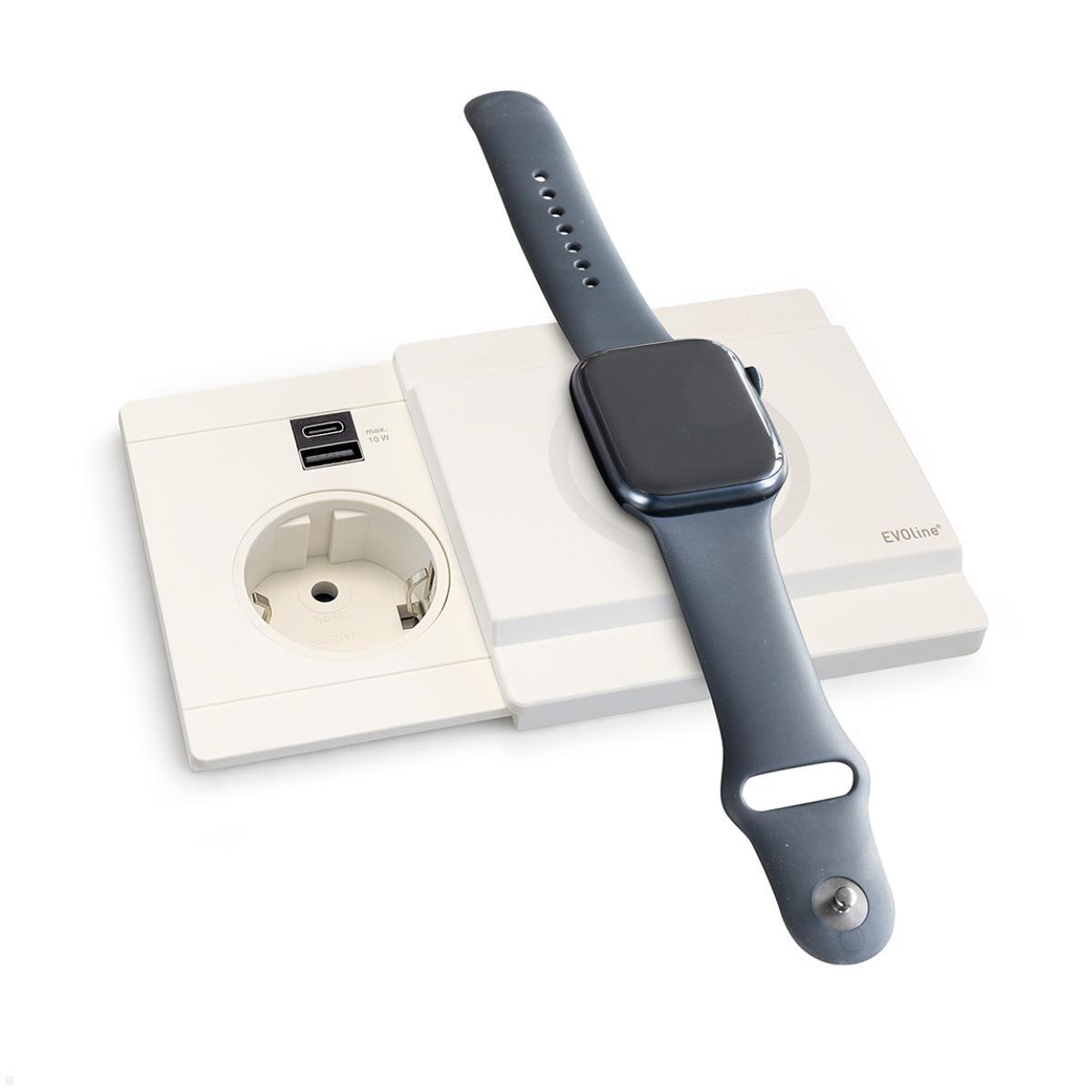 EVOline Schiebedeckel mit magnetischer Qi Ladefunktion für Circle80 USB 18W, weiß, Smartwatch laden