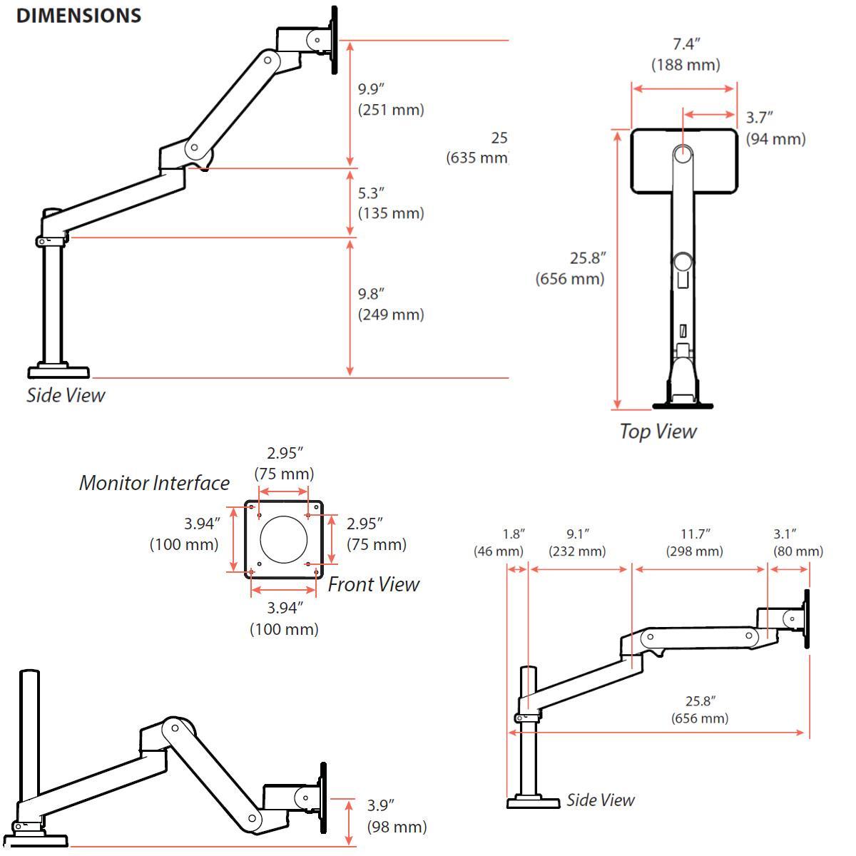 Ergotron LX Pro Monitorhalterung schwenkbar, Durchtisch, hohe Säule, Monitorarm Aluminium
