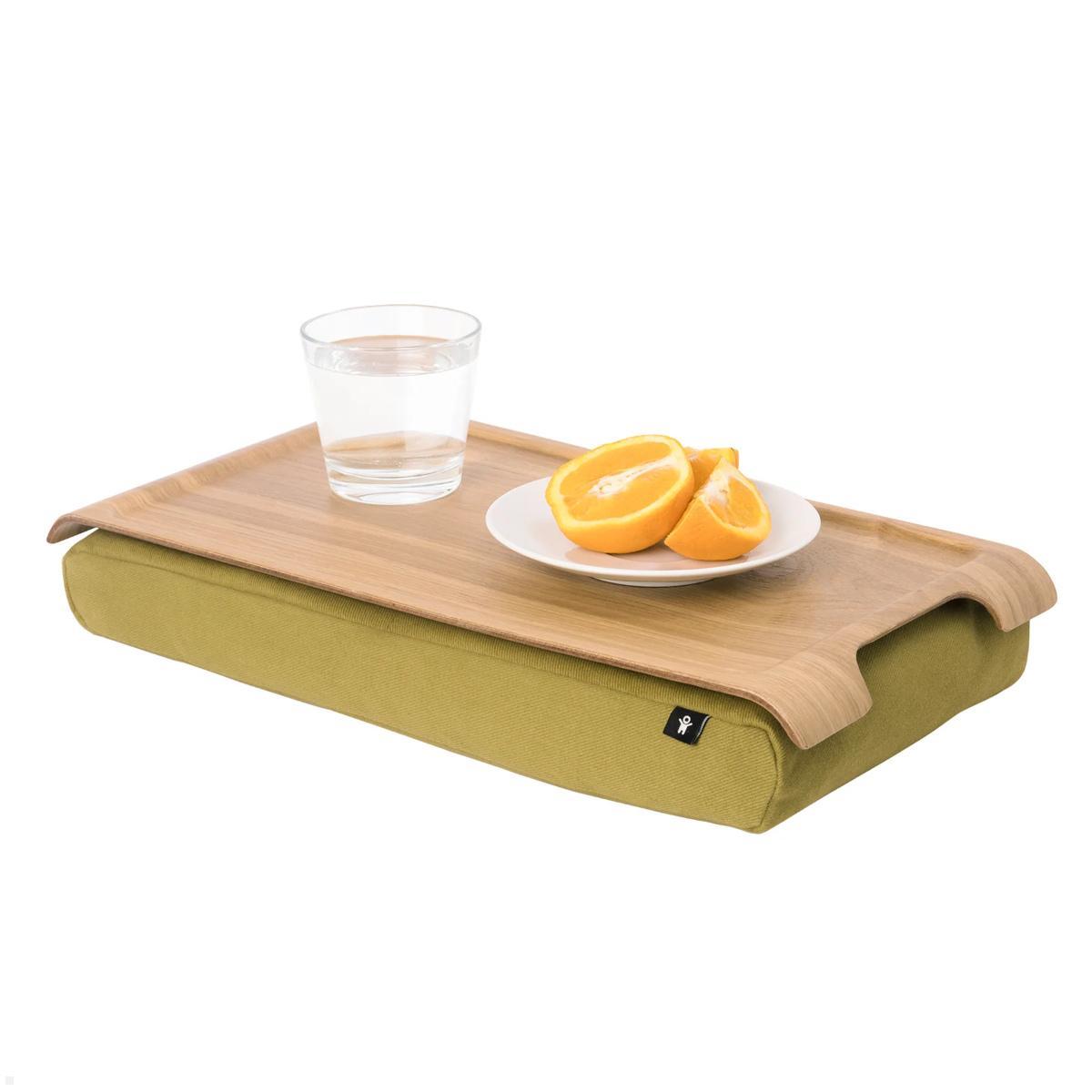 Bosign Mini Knietablett Laptray, Echtholz, Olivgrün, Servietablett