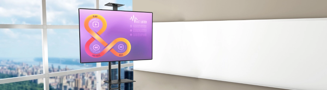 Bodenständer für Videokonferenzen für 37-49 Zoll Monitore, Monitorhalter Bodenständer für Videokonferenzen für 37-49 Zoll Monitore, Monitorhalter