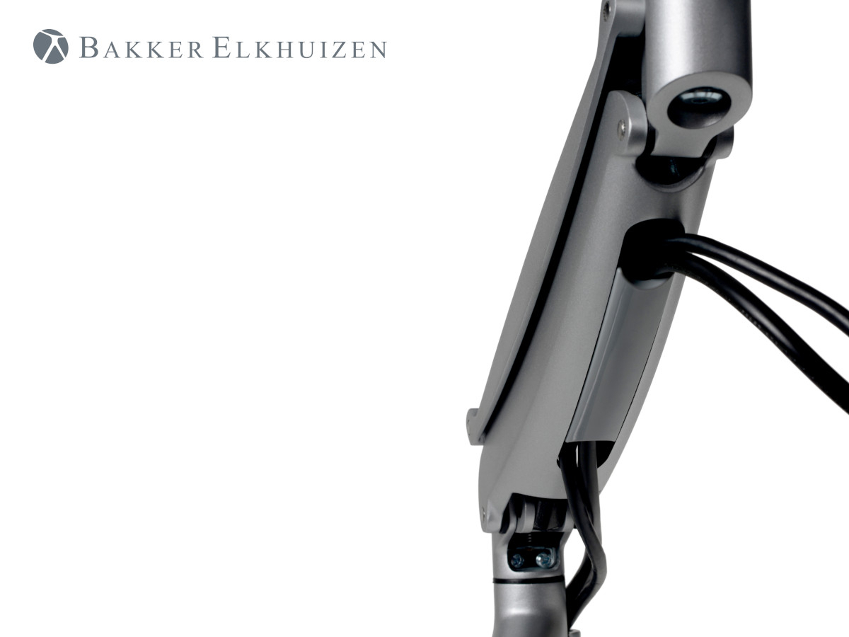 BakkerElkhuizen Tisch Monitorhalterung mit Klemme bis 24 Zoll, silber integrierte Kabelführung