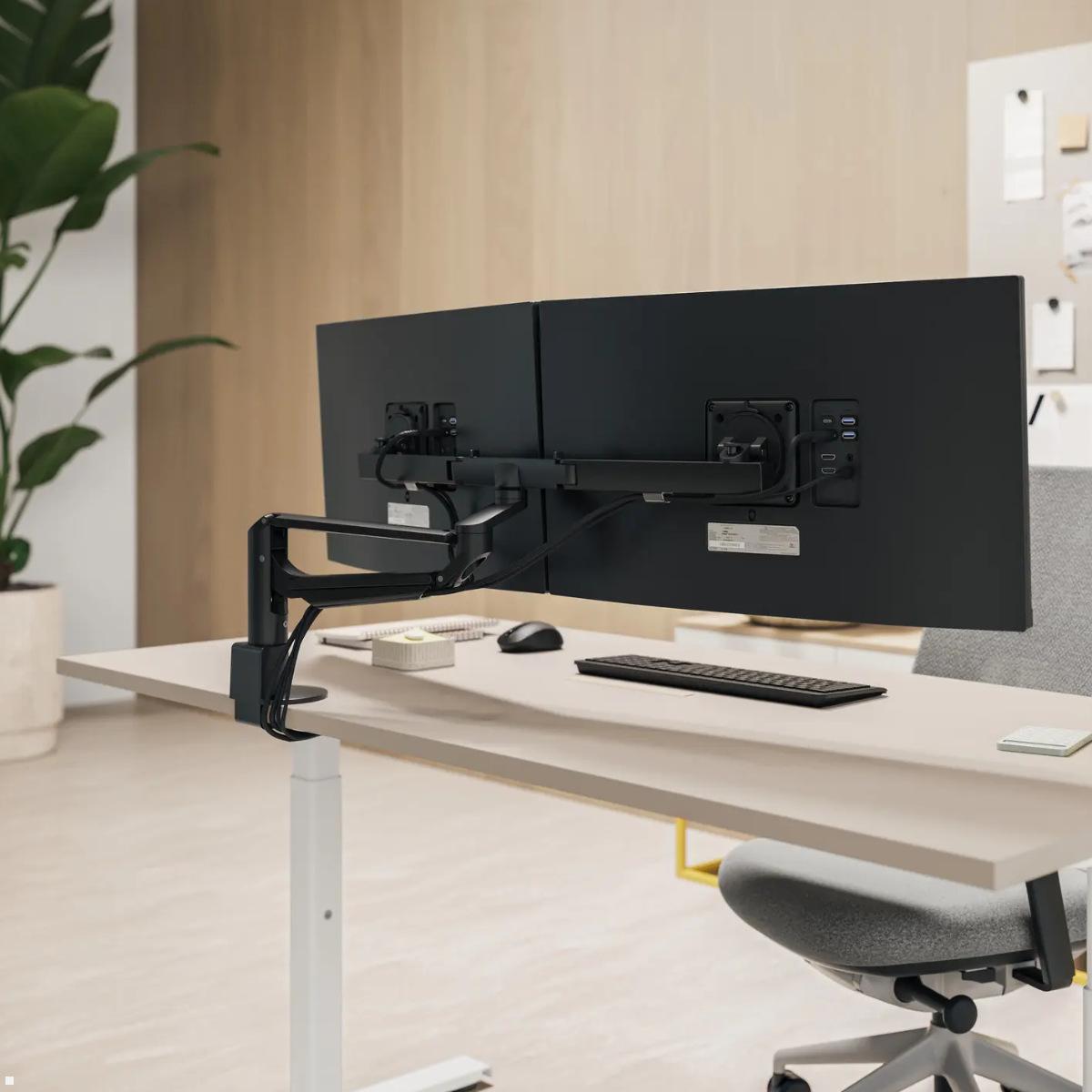 Novus Clu Plus X2 Monitorhalter für 2 Monitore ohne Befestigung (992+2108+000), schwarz, 2-fach Bildschirmhalterung