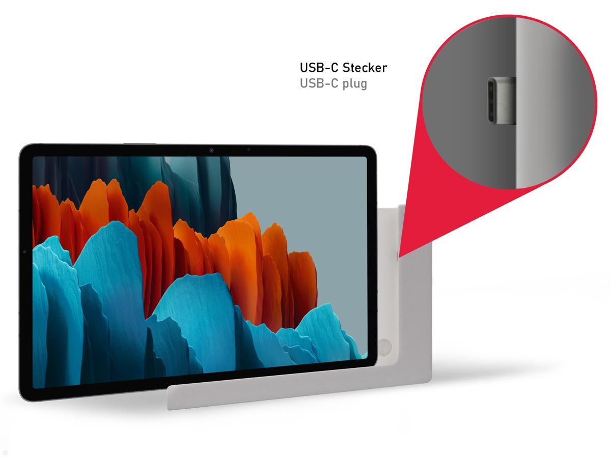 TabLines TWP007S Wandhalterung für Samsung Tab S7 11.0, silber, Ladestation TabLines TWP007S Wandhalterung für Samsung Tab S7 11.0, silber, Ladestation
