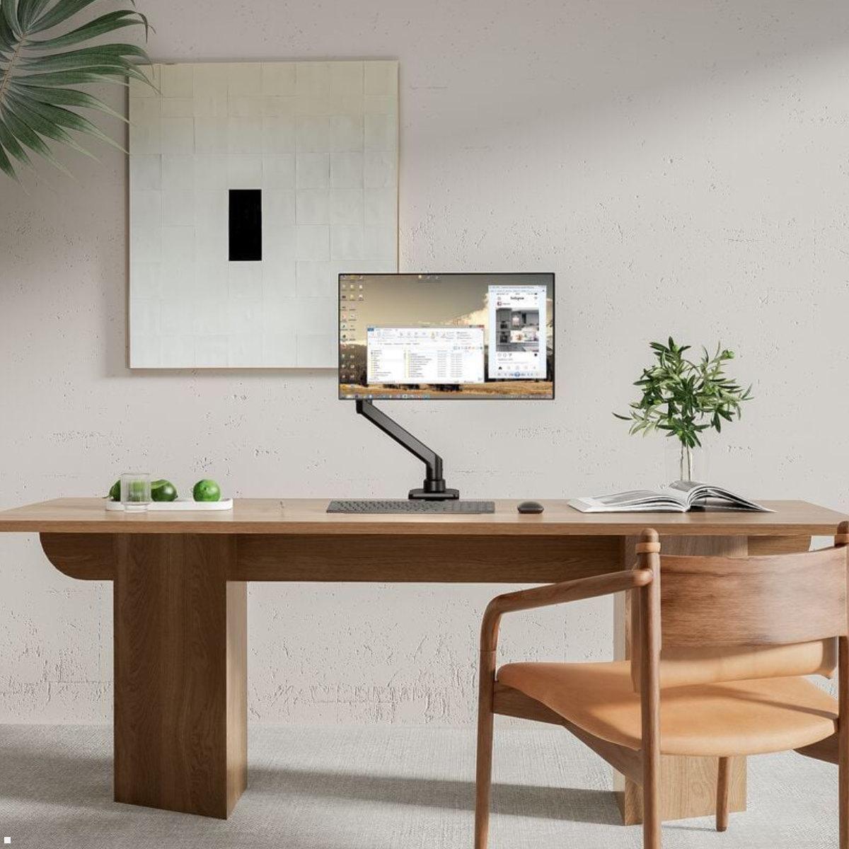 Vogels Essential M3011B Monitor Tischhalterung höhenverstellbar 27 cm, schwarz, Tischklemme Monitorhalterung Büro