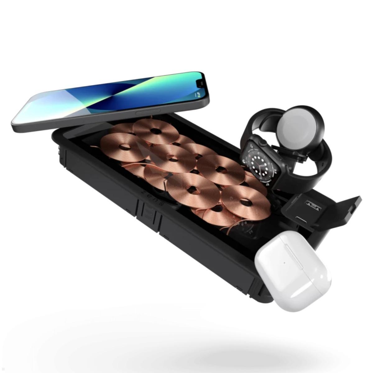 Einbau Qi Ladestation mit USB, Zens Liberty ZEBI09G, Glas mit Geräten Einbau Qi Ladestation mit USB, Zens Liberty ZEBI09G, Glas mit Geräten