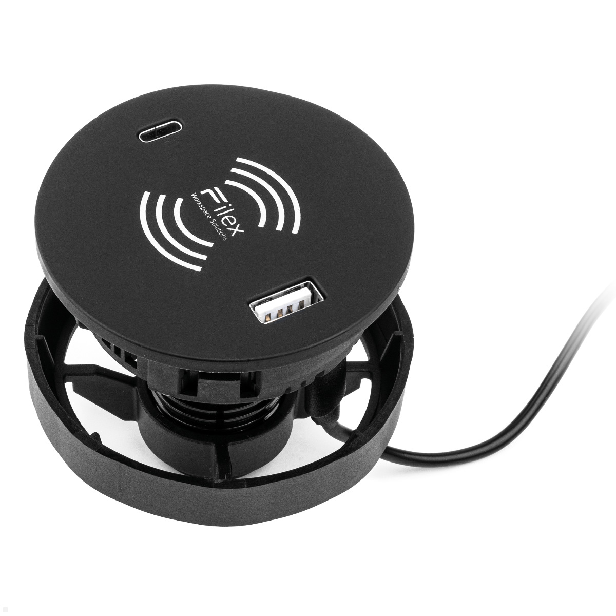Fellowes Qi Power-Spot Wireless Charger mit USB-A und USB-C (100091512), schwarz
