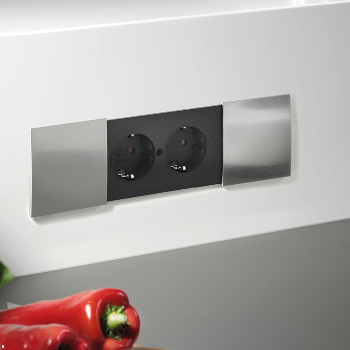 Bachmann DUE Einbausteckdose 1x Steckdose, 1x USB-C Modul, Deckel, Wandmontage