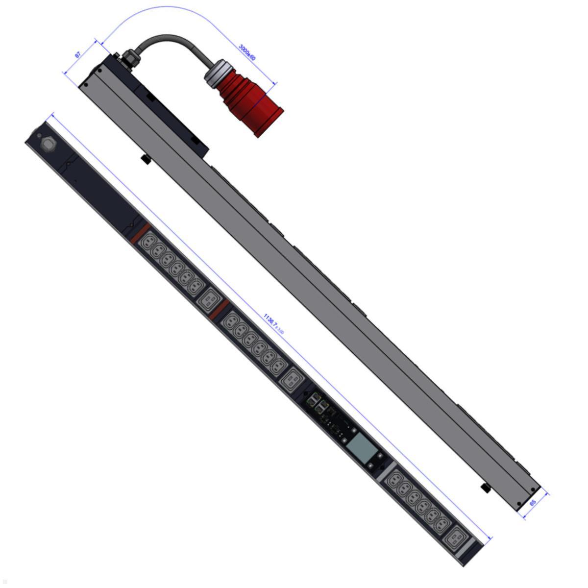 Bachmann BN PRO Metered – 16A Rack PDU mit 18xC13 / 3xC19 & Display, 3,0m CEE 16A/5p (BM0015599) Detail