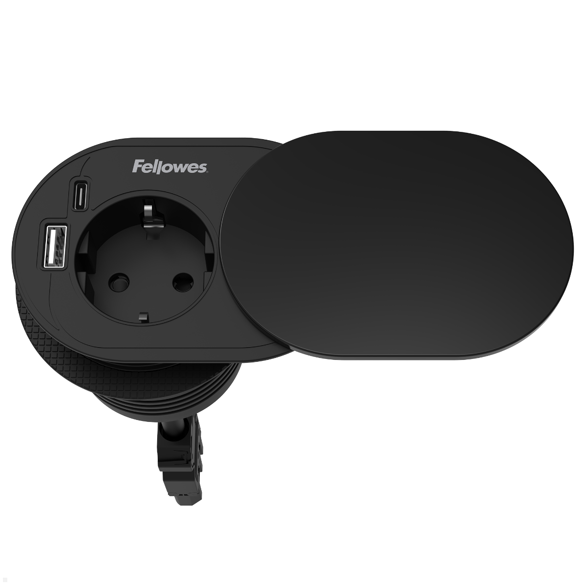 Fellowes Slide Power-Spot  Einbausteckdose mit USB A/ C Charger 30W (100136861), schwarz