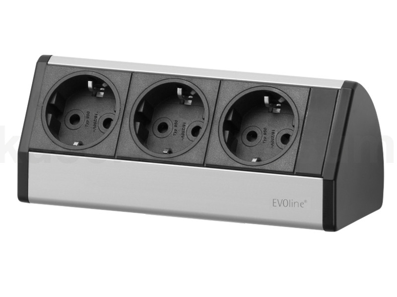 EVOline Dock small 3x Schuko ohne Zwinge front EVOline Dock small 3x Schuko ohne Zwinge front