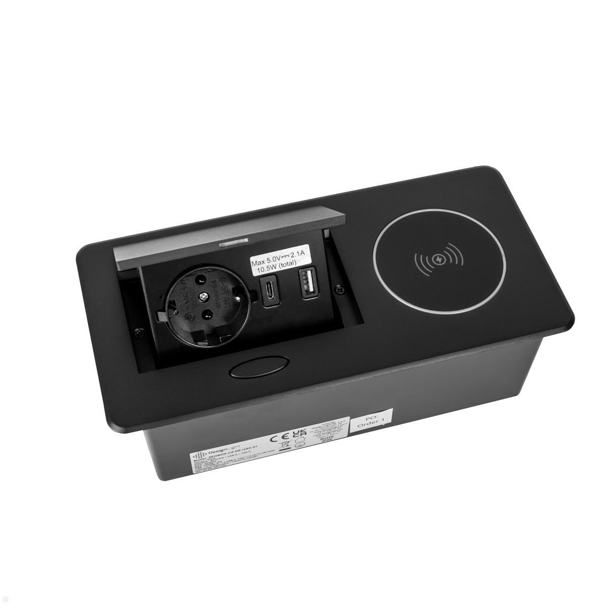 Einbau Steckdose mit USB-A / USB-C EVOline One, schwarz