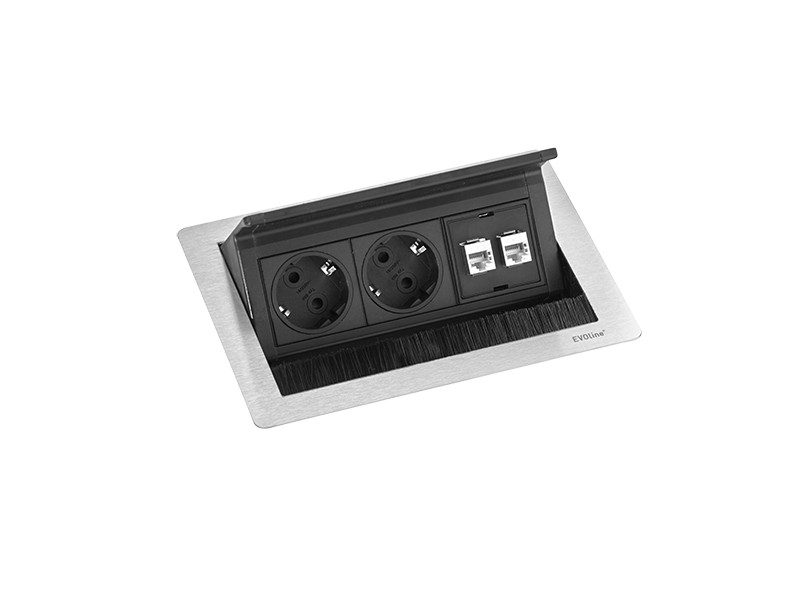 EVOline FlipTop Push 2x Steckdose Data S aufgeklappt