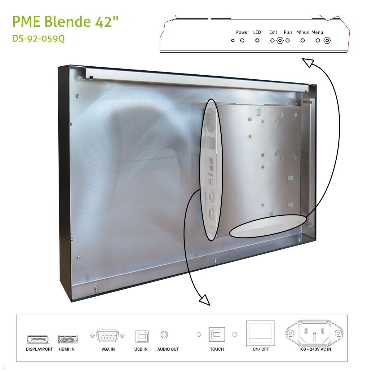 Distec BLO-Line A1 Brandschutz Monitor 42 Zoll PME Blende quer (DS-92-059Q) Anschlüsse