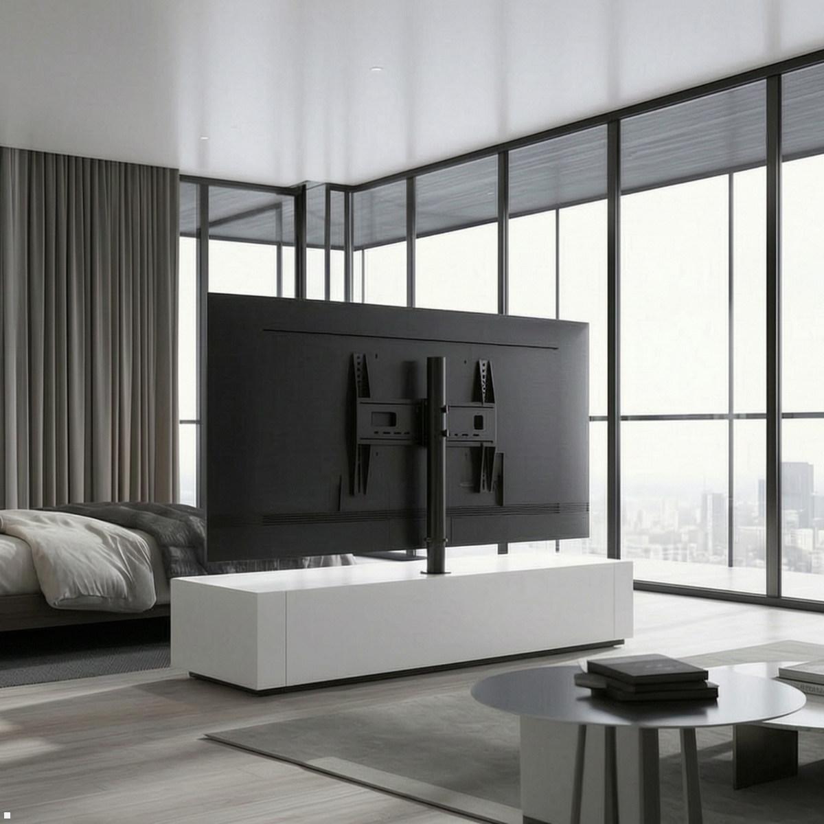 MonLines Einbau TV Halterung drehbar mit Säule für Sideboard, drehbare TV Halterung