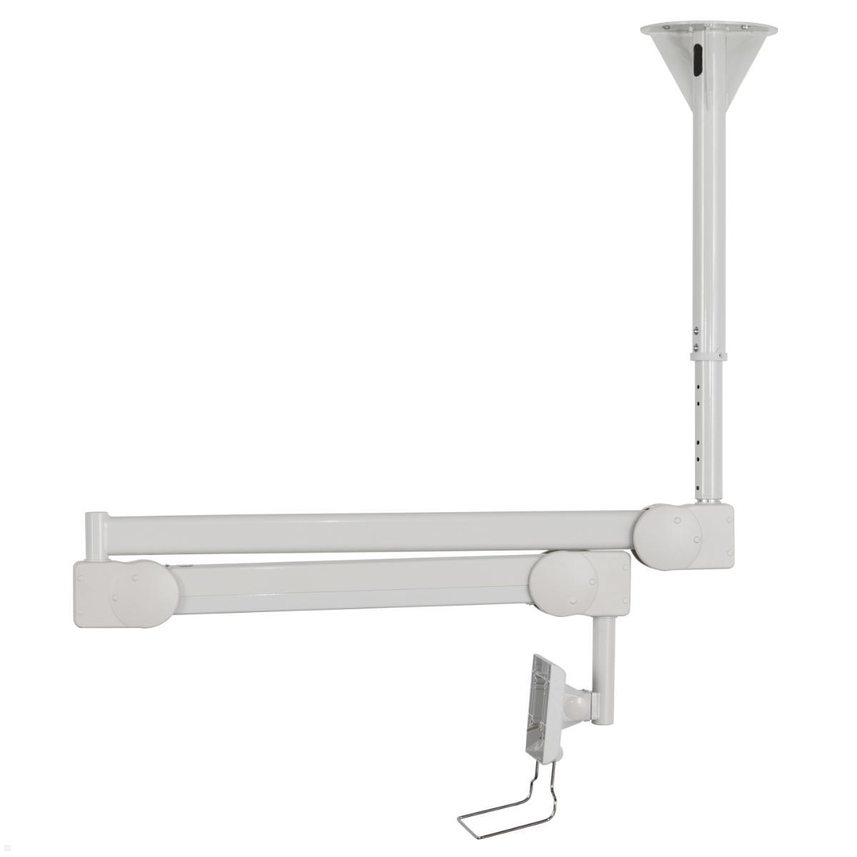 B-Tech BT7594 medizinische Monitor Deckenhalterung bis 28 Zoll, weiß, eingeklappt