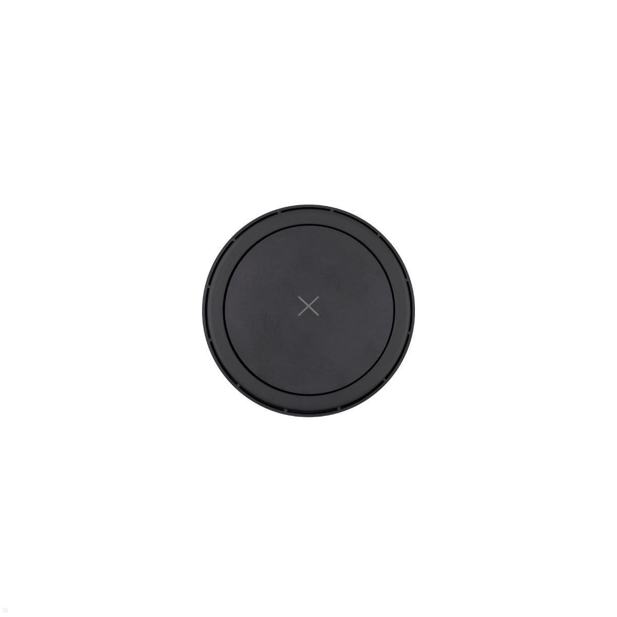 TecLines TVS003B versenkbare 4-fach Steckdose, Qi, 2x USB-A, 2x RJ45, schwarz, QI Ladefläche