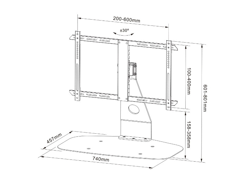 Cavus TV Ständer mit Sonos Playbase Halterung, schwarz Maße