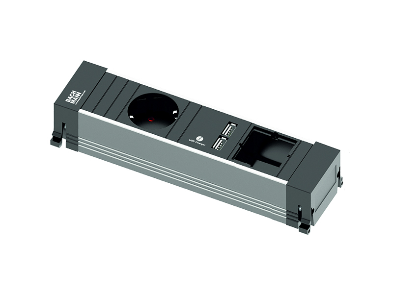 Bachmann Power Frame Steckdoseneinheit 3-fach 1x Steckdose 1x CM mit USB-Charger (916.0039) Bachmann Power Frame Steckdoseneinheit 3-fach 1x Steckdose 1x CM mit USB-Charger (916.0039)