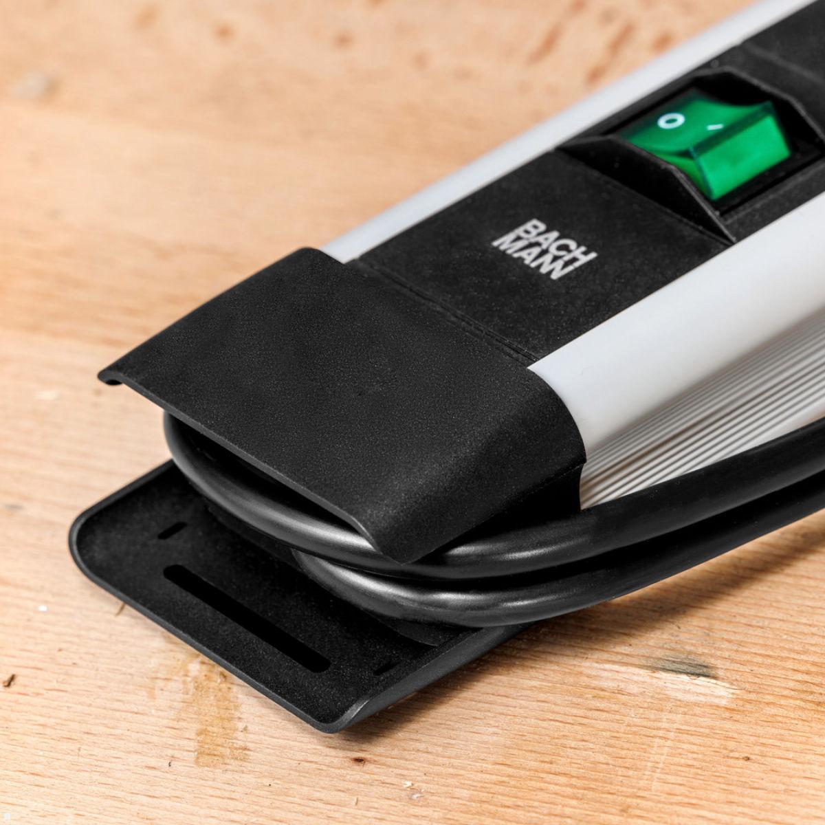 Bachmann CONNECTUS 12x Steckdose, 1x Schalter, 2m Zuleitung, schwarz (BM005908), Kabelaufwicklung