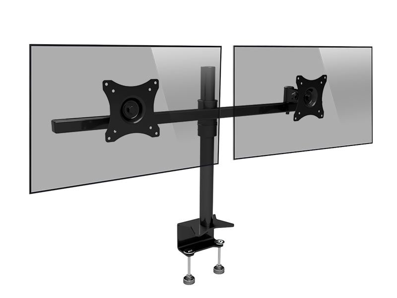 Dual-Monitorarm - Gelenkig - für Bildschirme 12 bis 24 (13,6kg) -  Verstellbarer VESA-Monitor Halterung - Tischklemme oder Tischlochmontage -  Schwarz