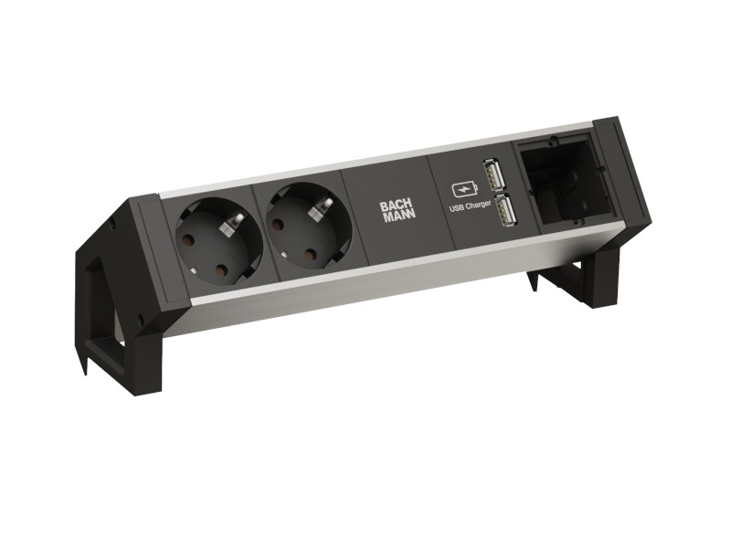 Bachmann DESK 2 ALU Black 2x Steckdose, 1x USB, 1x Custom Modul (937.001) Bachmann DESK 2 ALU Black 2x Steckdose, 1x USB, 1x Custom Modul (937.001)
