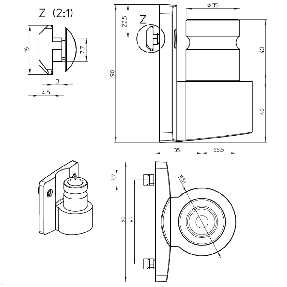 Novus Clu Plus Slatwall Monitorhalterung schwenkbar, silber (991+3009+001) Monitorarm ohne Befestigung