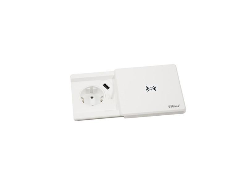 EVOline Square80 Qi-Version 1x Schuko und USB weiß EVOline Square80 Qi-Version 1x Schuko und USB weiß