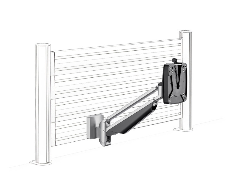Novus Clu SlatWall Monitorhalterung schwenkbar, silber (990+1079+000) Novus Clu SlatWall Monitorhalterung schwenkbar, silber (990+1079+000)