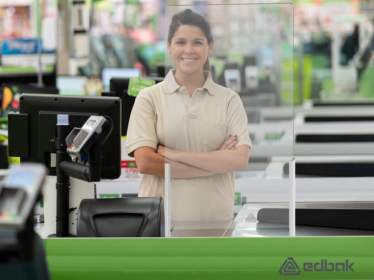 Edbak ProScreen Acrylglas Kassenbereich Schutzscheibe S, Standfuß Anwendung Retail Edbak ProScreen Acrylglas Kassenbereich Schutzscheibe S, Standfuß Anwendung Retail