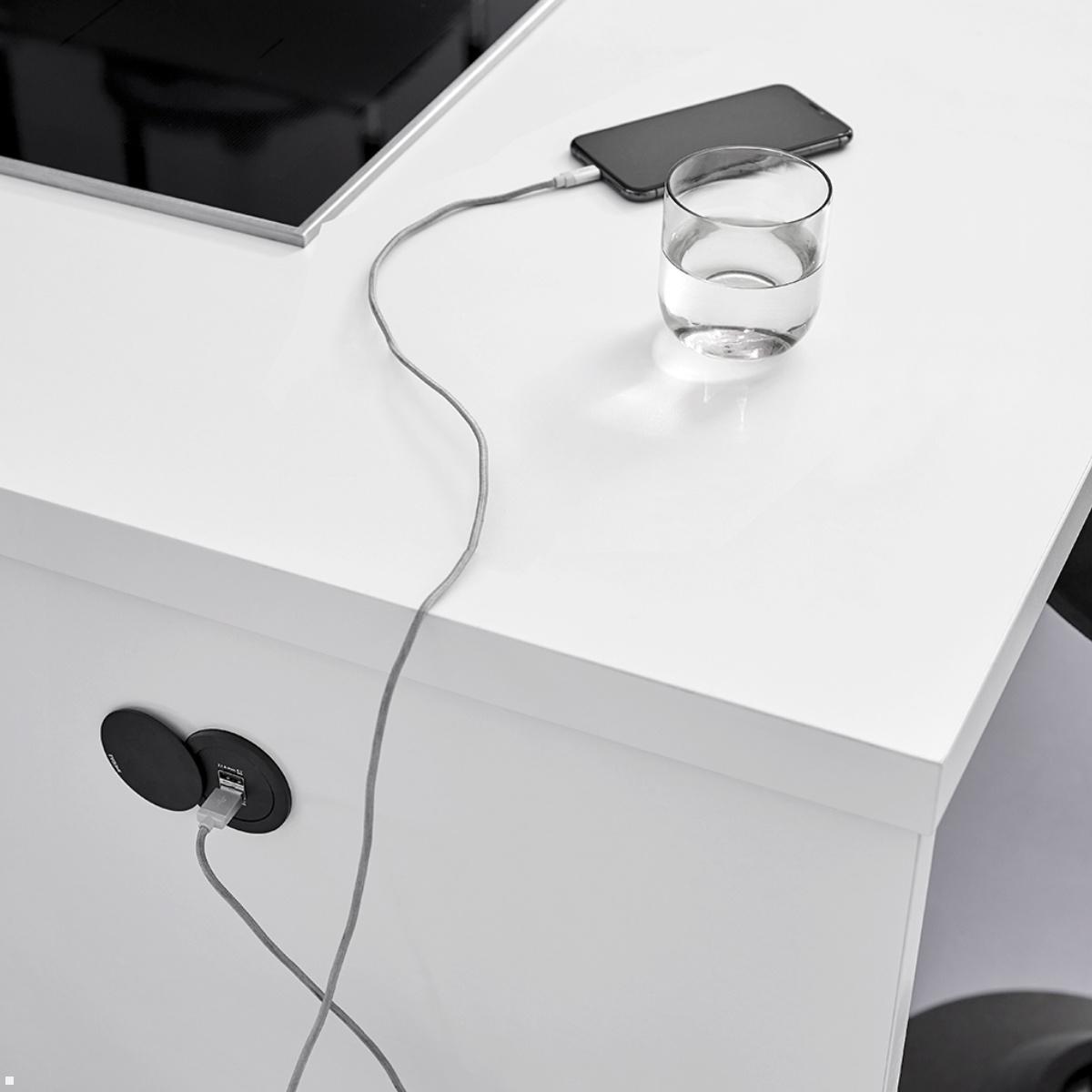 EVOline One Einbausteckdose mit USB-A / USB-C Charger, schwarz, Schreibtisch EVOline One Einbausteckdose mit USB-A / USB-C Charger, schwarz, Schreibtisch