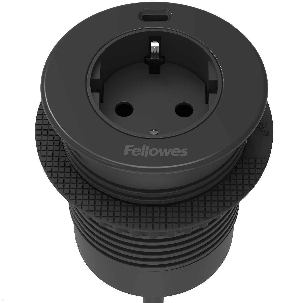 Fellowes Power-Spot Push Einbausteckdose mit USB-C Charger 30W (100138105), schwarz