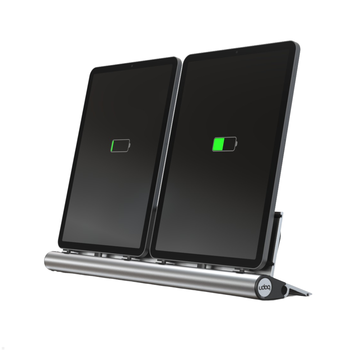 udoq 400 Ladestation für 2 Tablets – USB Tablet Ladegerät Docking Station, silber