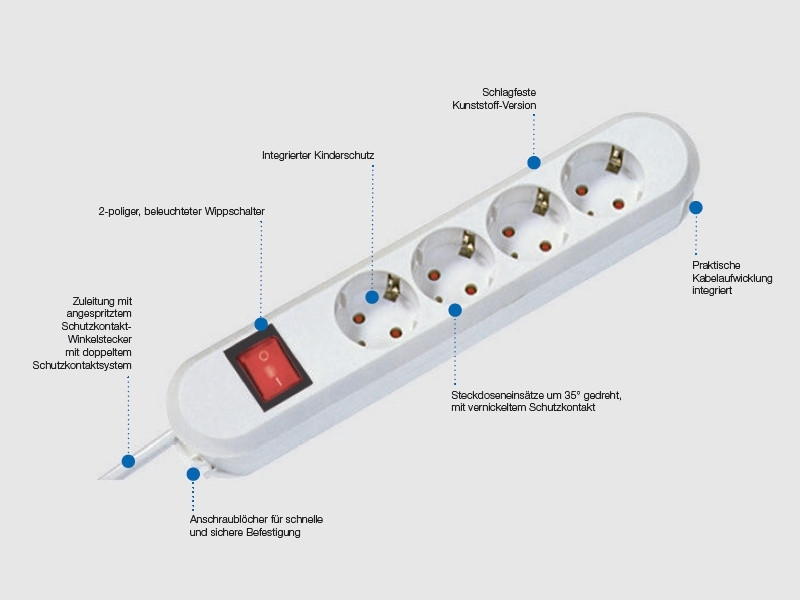 Bachmann SMART 6x Steckdose 1x Schalter Zuleitung 3m (381.251K) weiß Funktionen Bachmann SMART 6x Steckdose 1x Schalter Zuleitung 3m (381.251K) weiß Funktionen