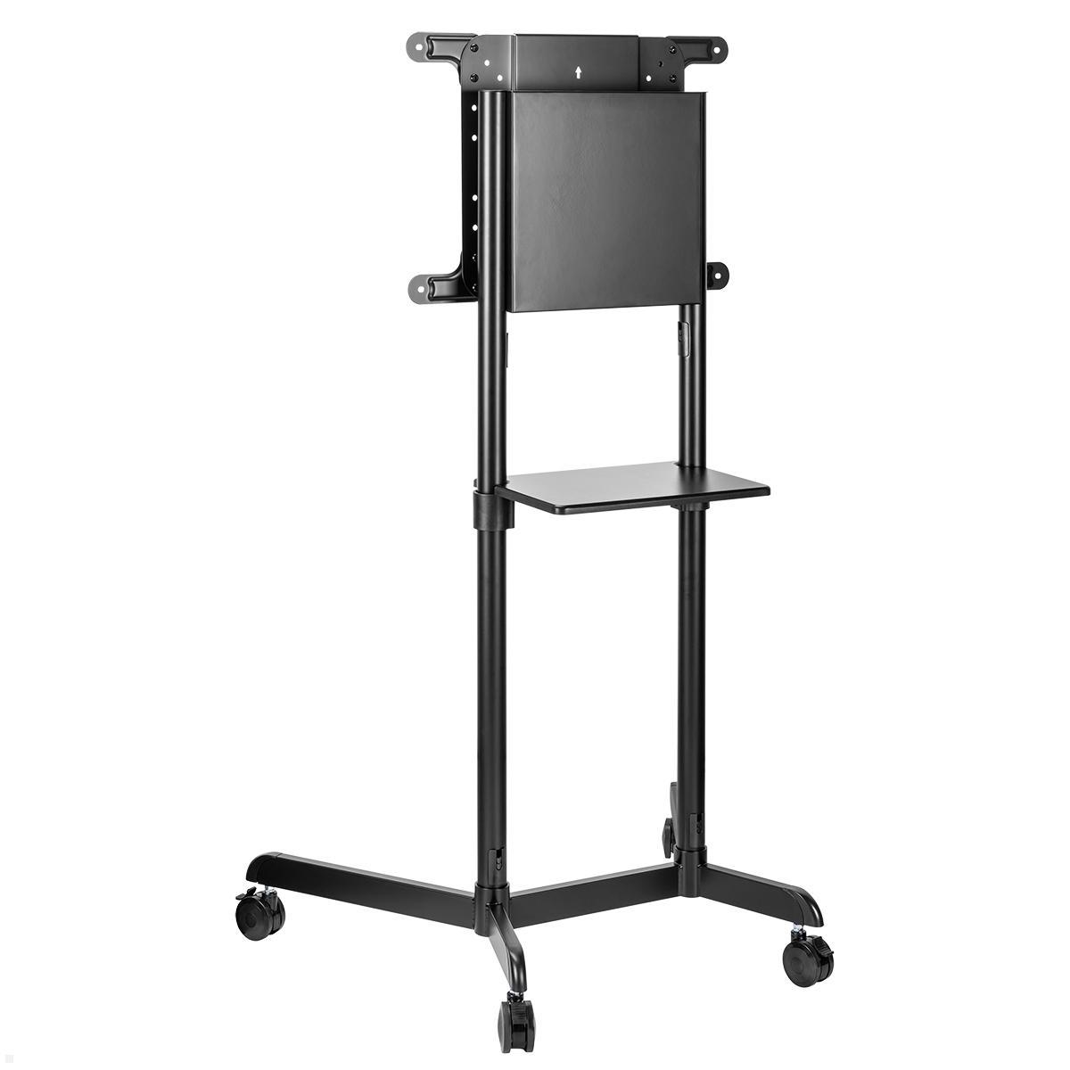 MonLines MBS029B mobiler Monitorständer mit Pivotfunktion, 37-70 Zoll, schwarz, feststellbare PU-Rollen