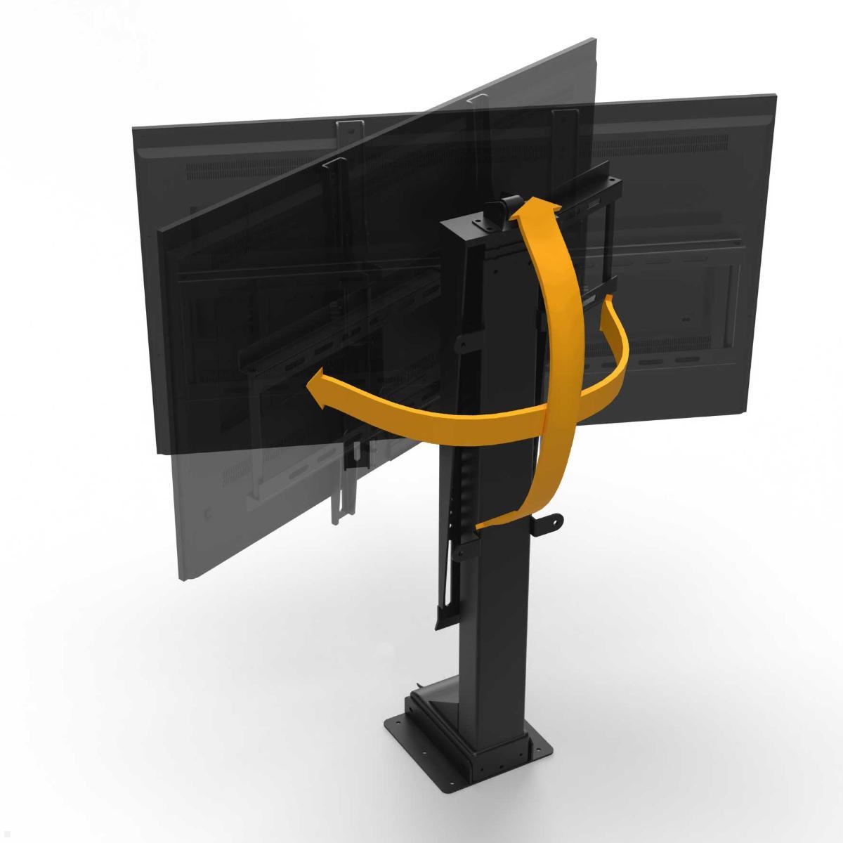 MonLines MLS040B Einbau TV Lift bis 80 kg, 860-1860 mm Hub, schwarz, Schwenkbereich