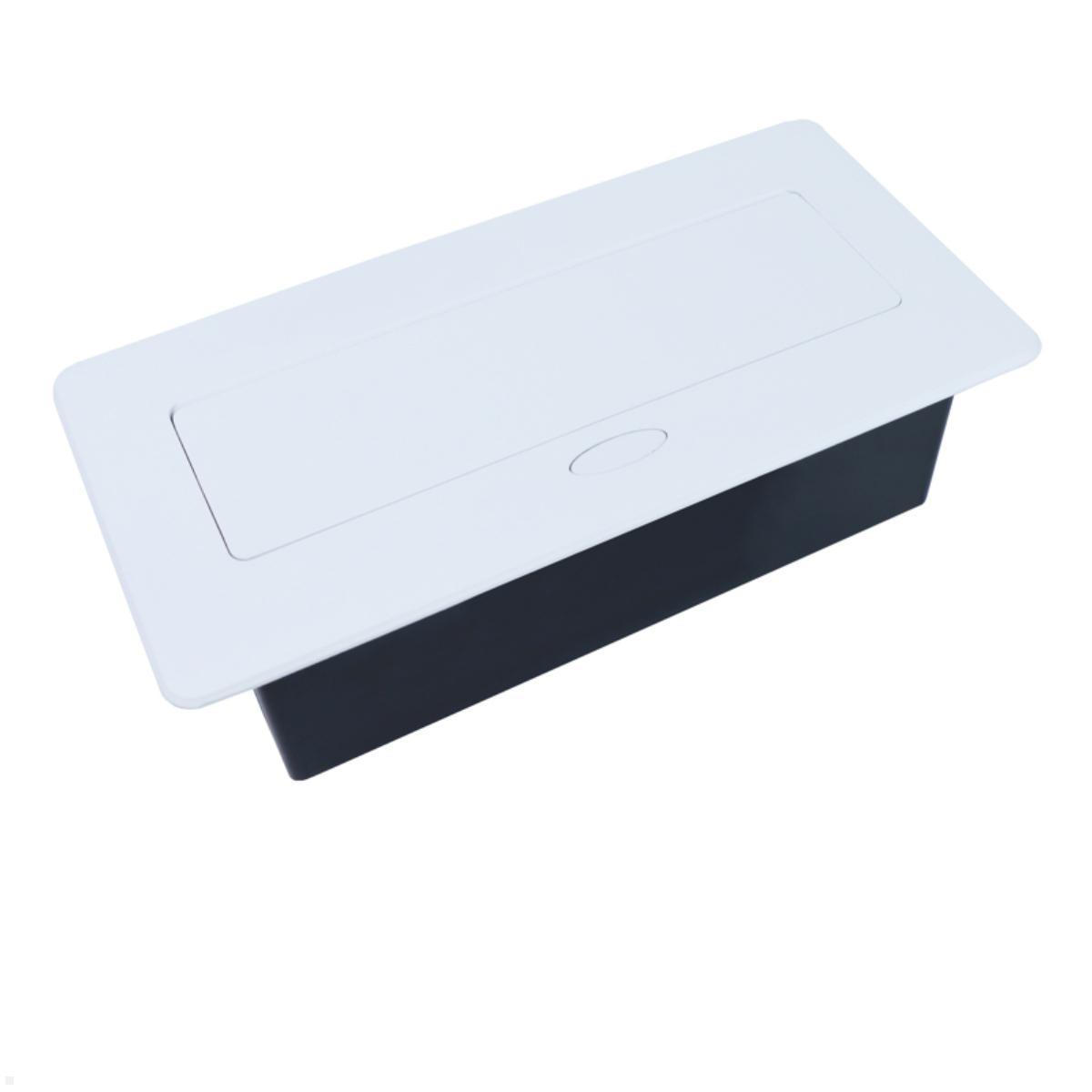 TecLines TES010W 2-fach Einbausteckdose mit USB A/C, 1,5m Kabel, weiß geschlosserner Deckel