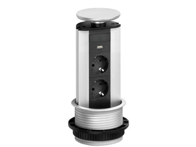 EVOline Port 2x versenkbare Steckdose USB Charger silber EVOline Port 2x versenkbare Steckdose USB Charger silber