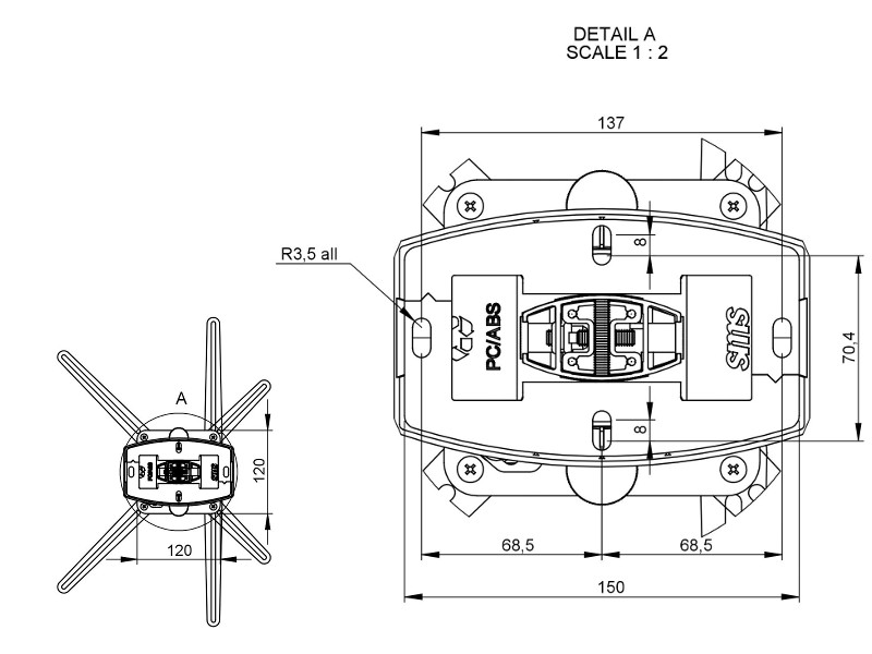 SMS Beamer Deckenhalterung CM V 385-535mm weiß (PP120001) Zeichnung SMS Beamer Deckenhalterung CM V 385-535mm weiß (PP120001) Zeichnung