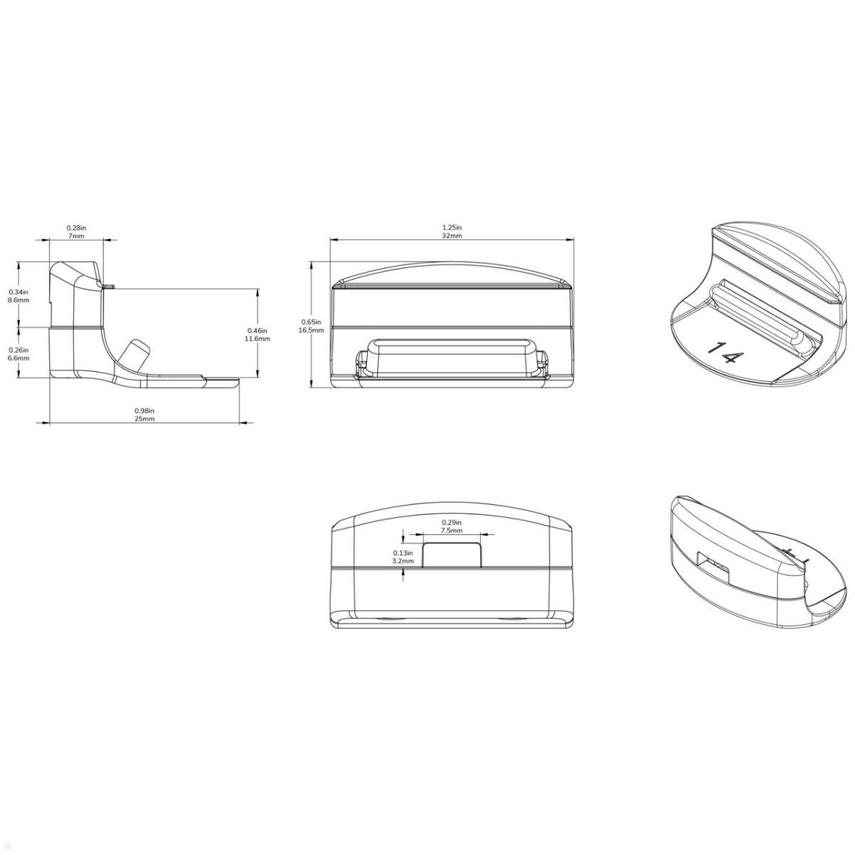 Compulocks Ledge Adapter, Zahlenschloss MacBook Pro 14", Technische Zeichnung Compulocks Ledge Adapter, Zahlenschloss MacBook Pro 14", Technische Zeichnung