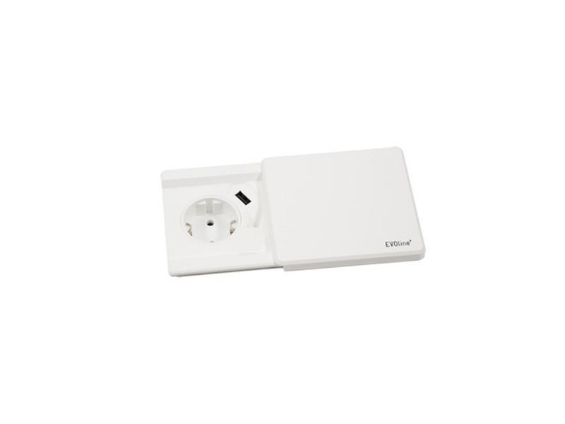 EVOline Square80 Einbausteckdose 1x Schuko mit USB weiß