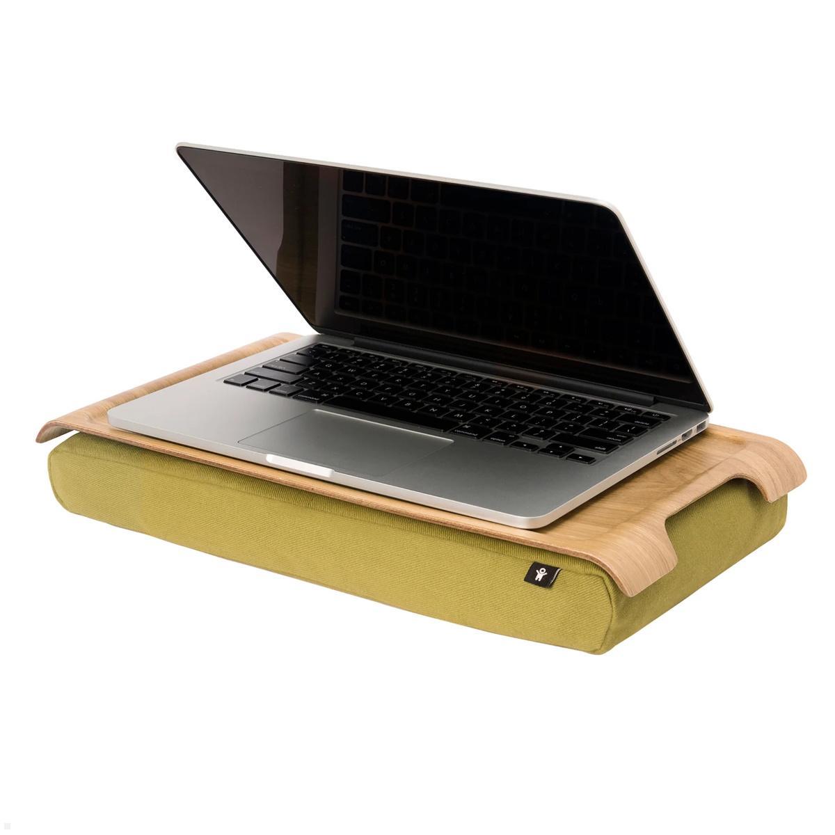 Bosign Mini Knietablett Laptray, Echtholz, Olivgrün, Notebookhalter