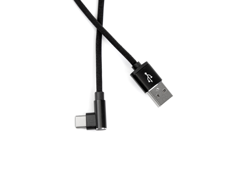 TecLines TUC007B USB auf USB C Kabel 90° gewinkelt 1m, schwarz Stecker